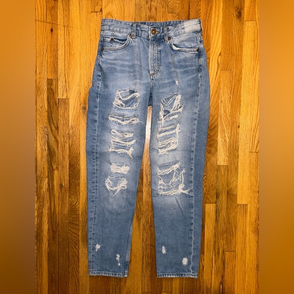 H&M &Denim Ripped Low-Rise Boyfriend Jeans (Size 2) - Picture 4 of 14